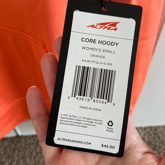 NWT Altra Core Orange Hoodie Sweatshirt Pullover - Picture 4 of 5